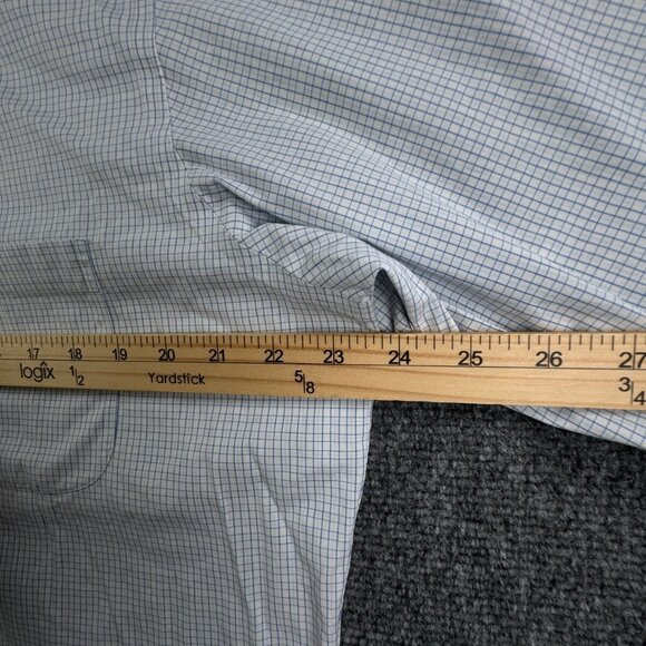 Brooks Brothers STRETCH Blue Check Long Sleeve Cotton Button Up 16.5 34/35 Slim - Picture 6 of 15